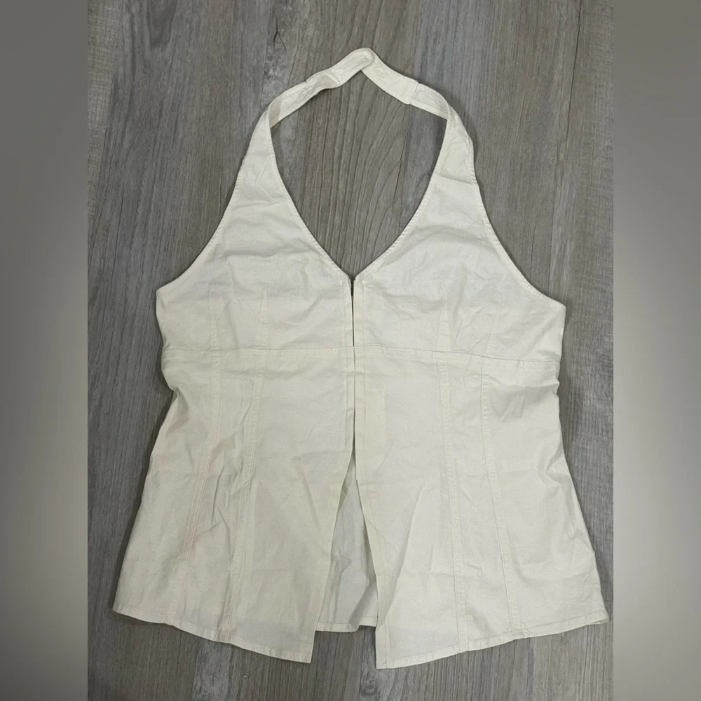 NWT Urban Outfitters Cream Sari Linen Vest - Picture 3 of 7